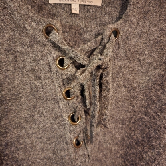 Lovers + Friends Wool Blend Gray Sweater Lace Up Front Womens Size S - Picture 3 of 10